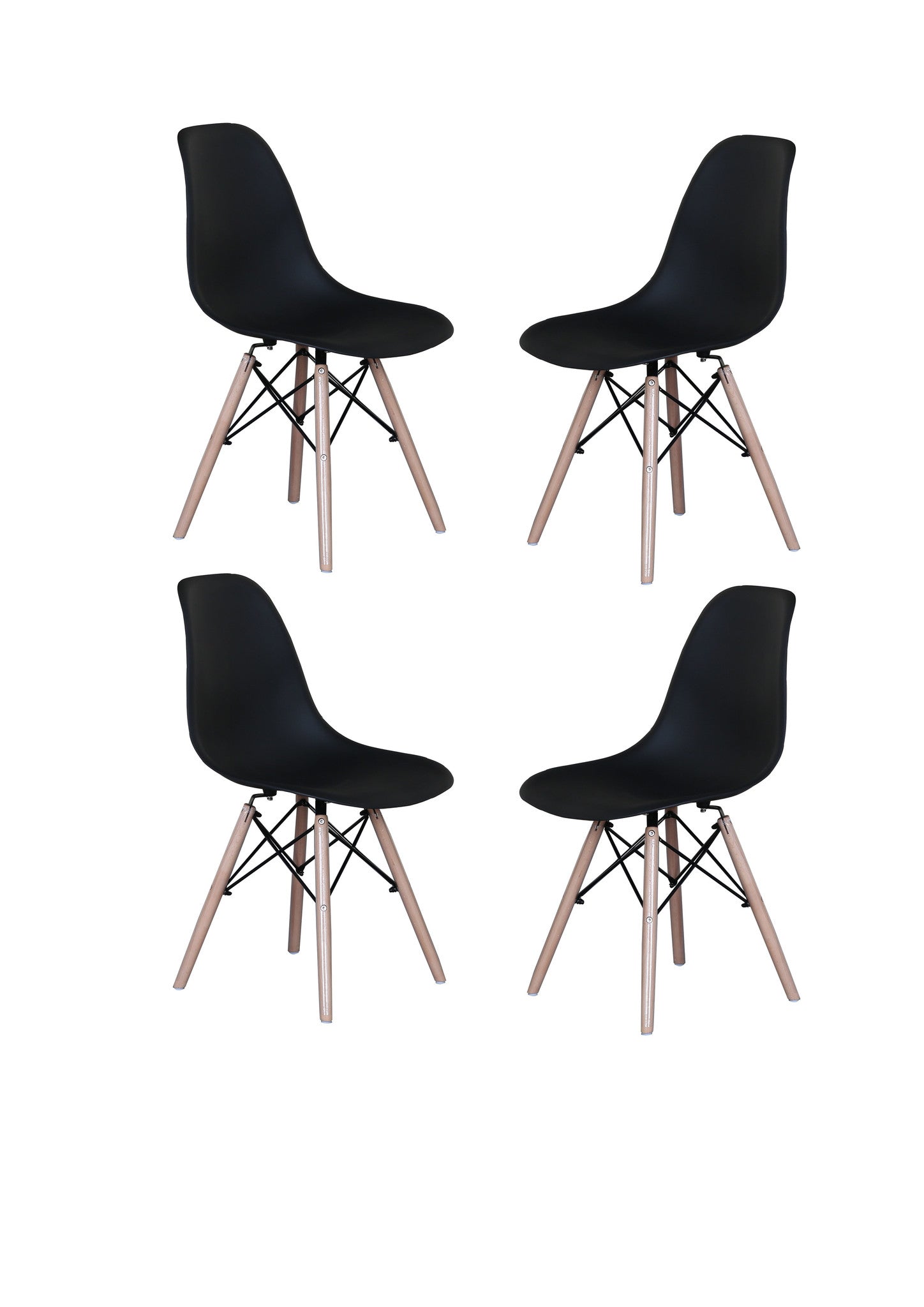 CHR02-4PC-BLK Ray Set of 4 Classic Modern Eames-Inspired Chairs sku CHR02-4PC-BLK