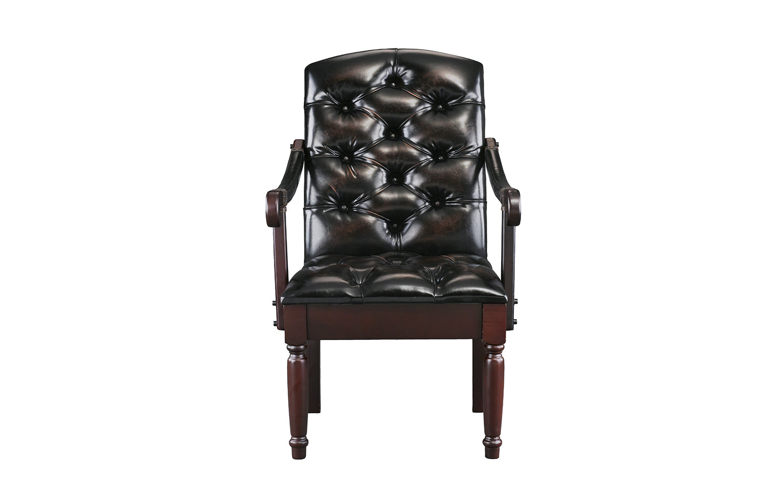 CHR19-PU-DBR Chester Classic Victorian  Leather Dining Chair sku CHR19-PU-DBR