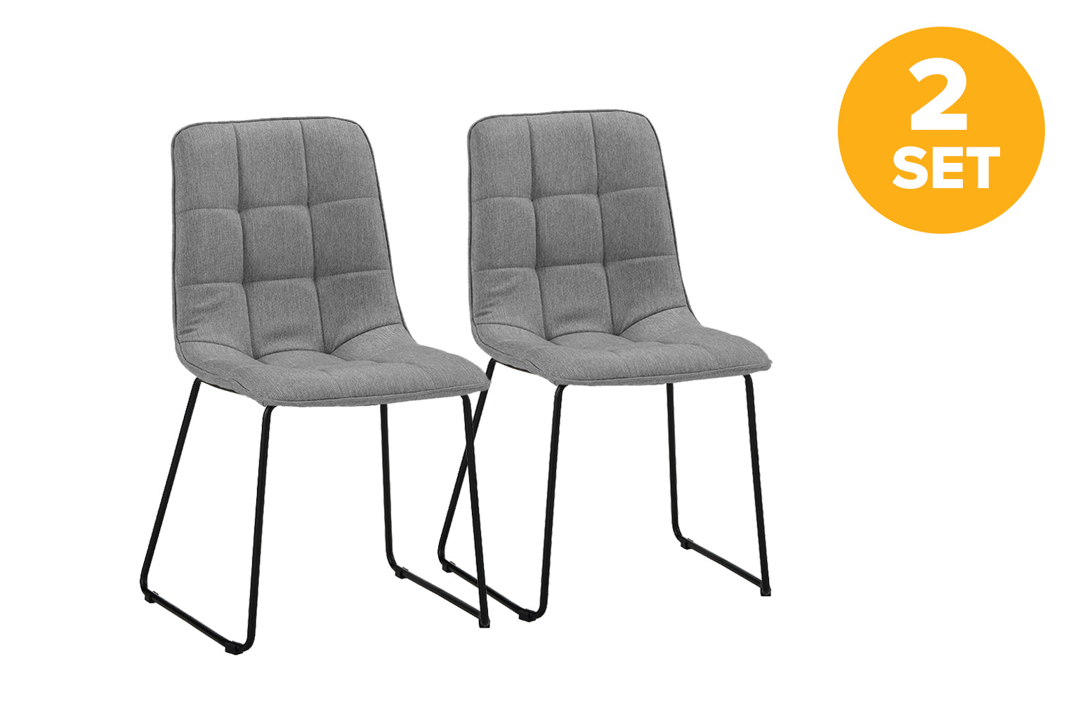 Mason Set of 2 Linen Dining Room Chairs with Metal Infinity Legs