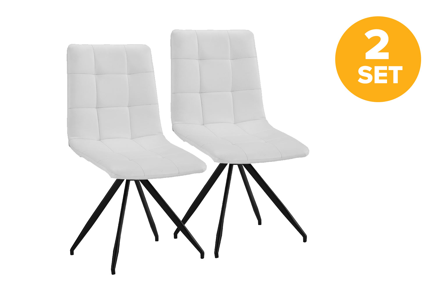 Reeves Set of 2 Modern Leather Dining Room Chairs with Starburst Legs