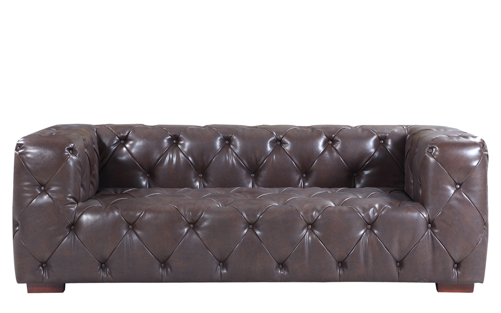 EXP100-DBR Ralph Mod Tufted Button-Detail Leather Match Sofa sku EXP100-DBR