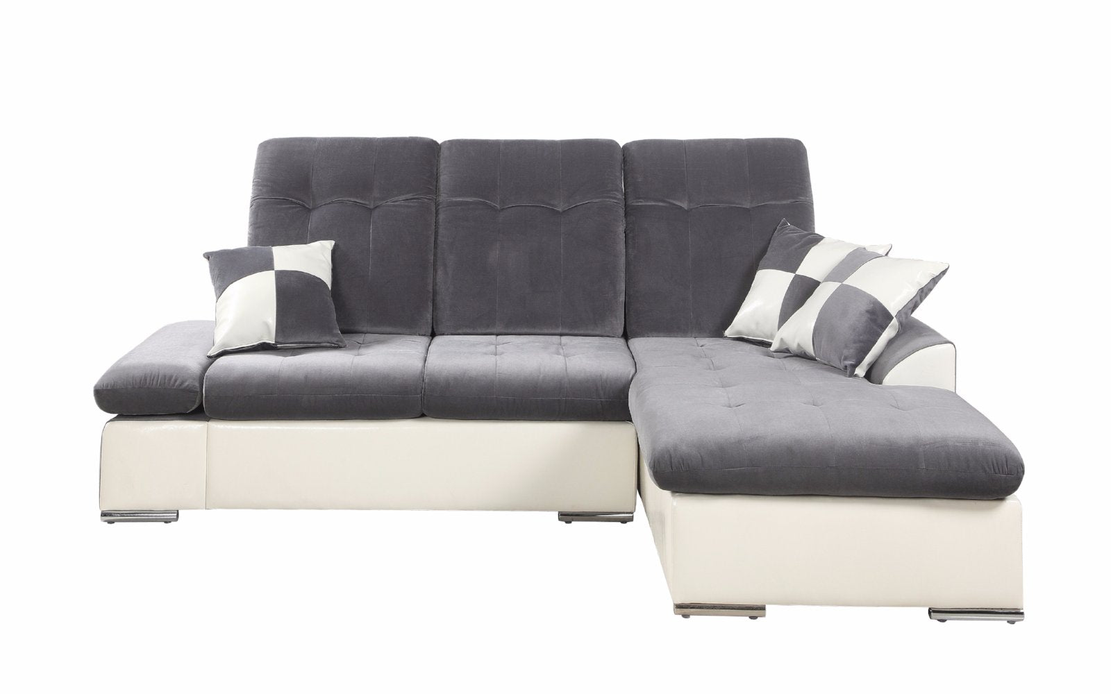 Concorde Modern Two Tone Faux Leather & Microfiber Sectional Sofa