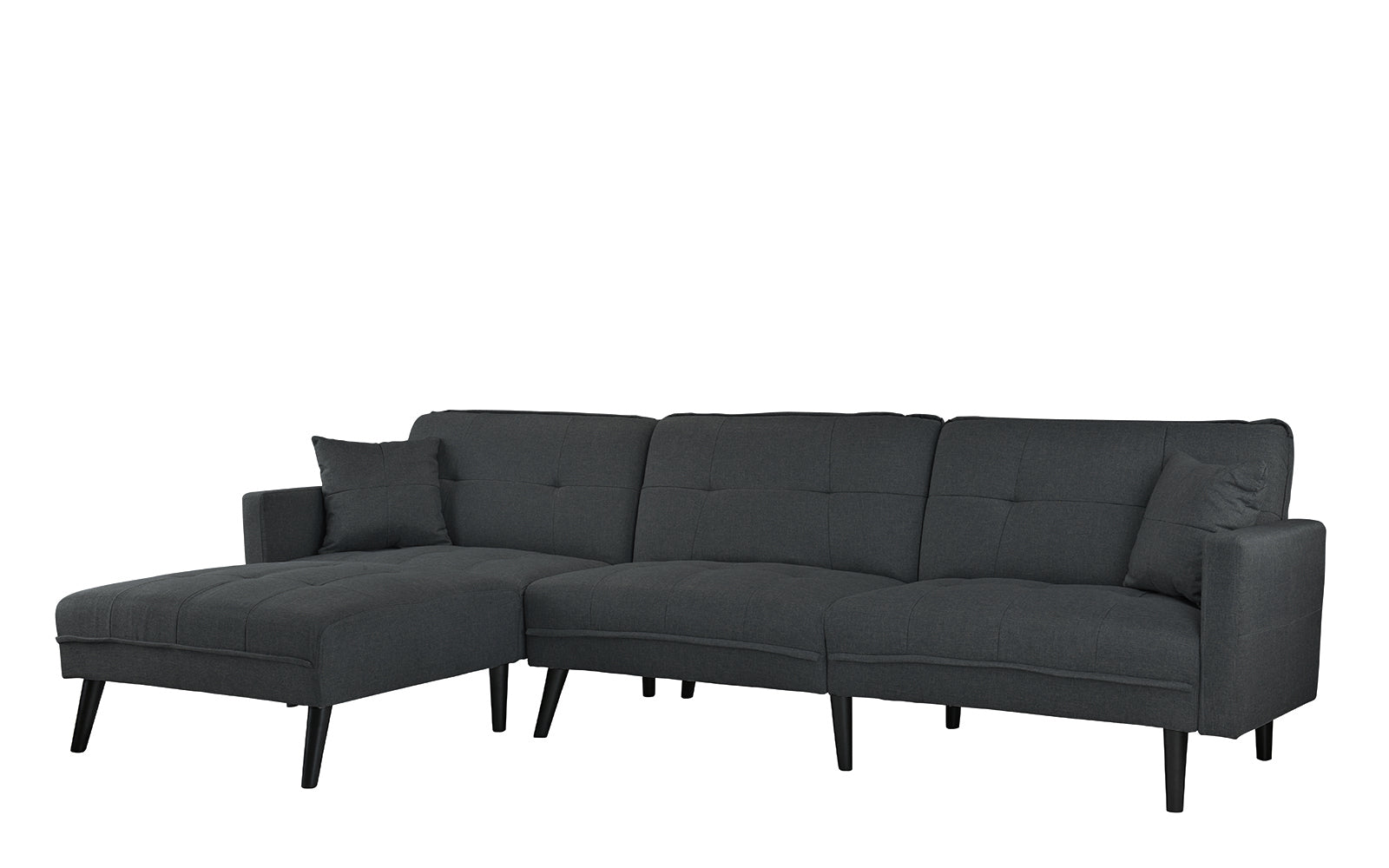 Romulo Mid-Century Modern Linen Sleeper Sectional Sofa with Chaise