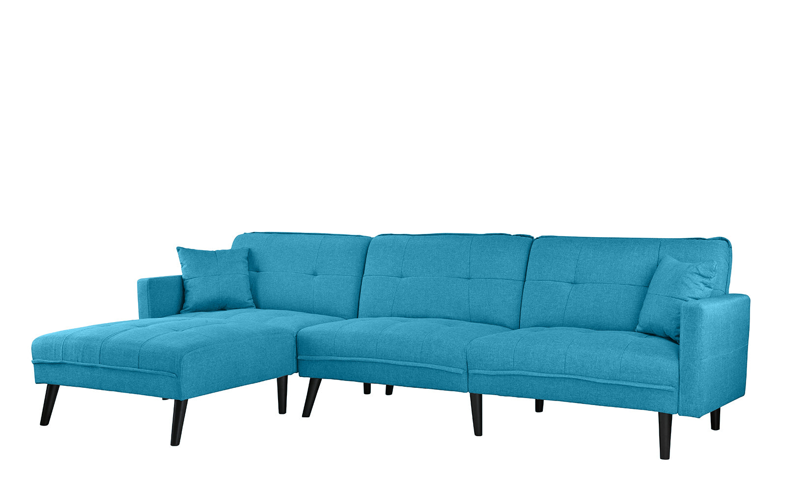 Romulo Mid-Century Modern Linen Sleeper Sectional Sofa with Chaise