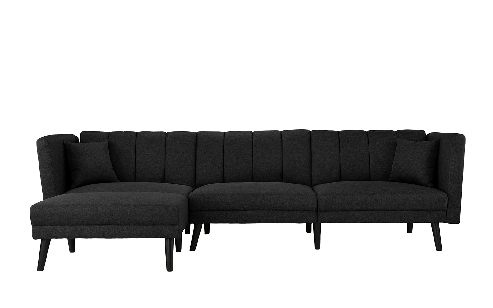 EXP136-FB-BLK Zuri Mid-Century Pleated Reclining Sleeper Section sku EXP136-FB-BLK