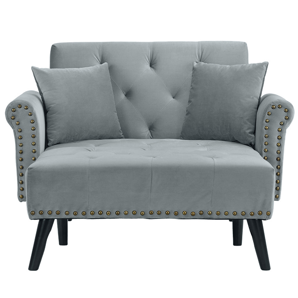 EXP141-VV-LGR Bilbao Classic Velvet Tufted Sleeper Chaise Lounge sku EXP141-VV-LGR