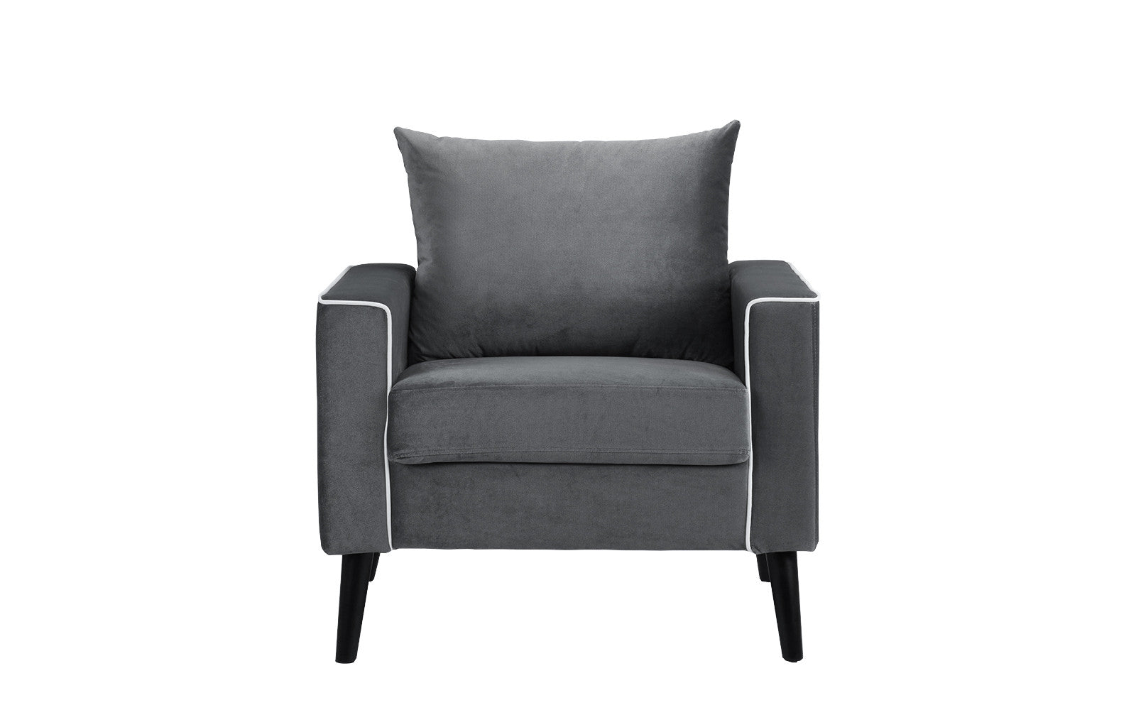 Dante Mid Century Modern Velvet Armchair with Accent Piping