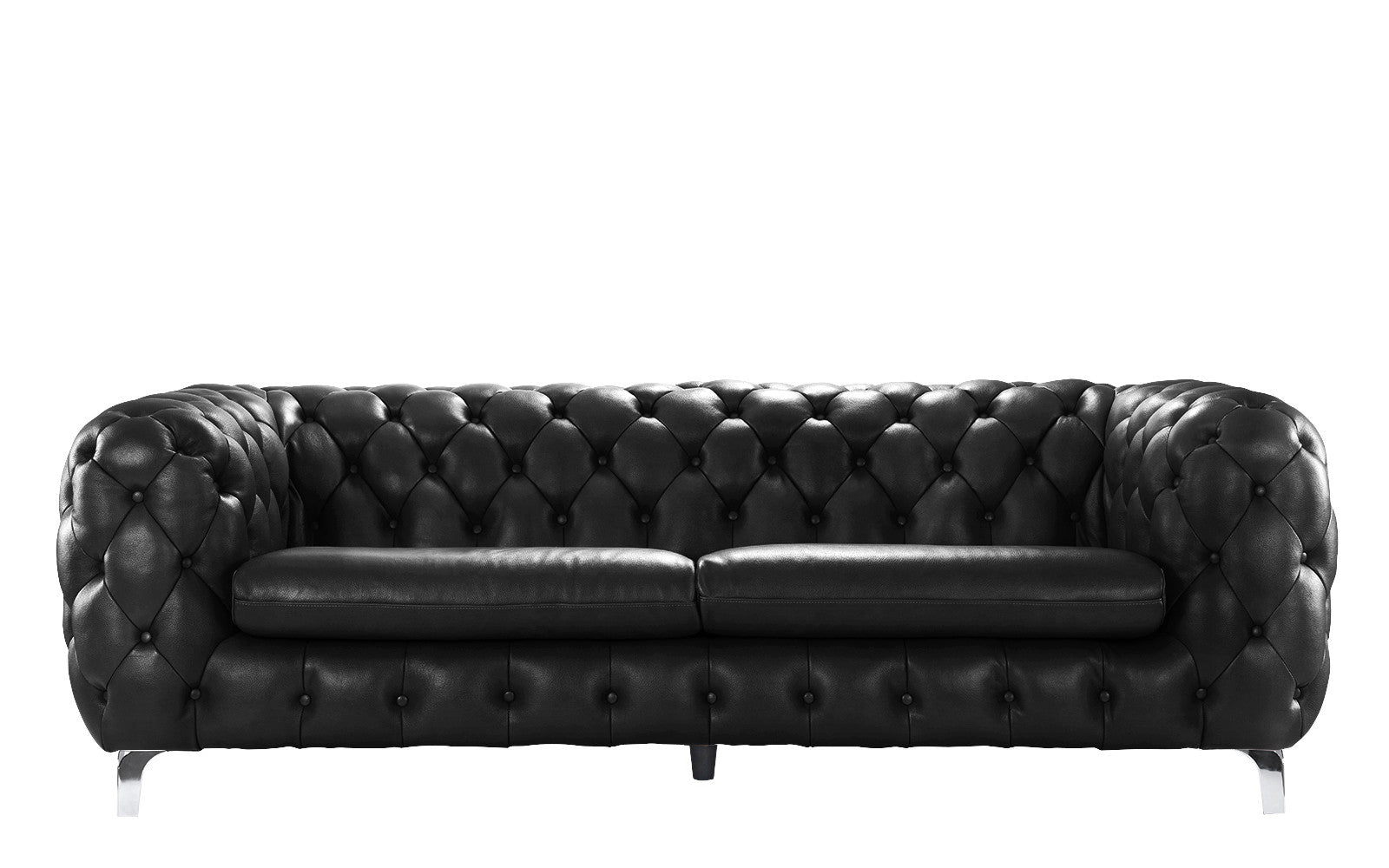 EXP147-BLK York Glamour Boudoir Tufted Leather Sofa with Buil sku EXP147-BLK