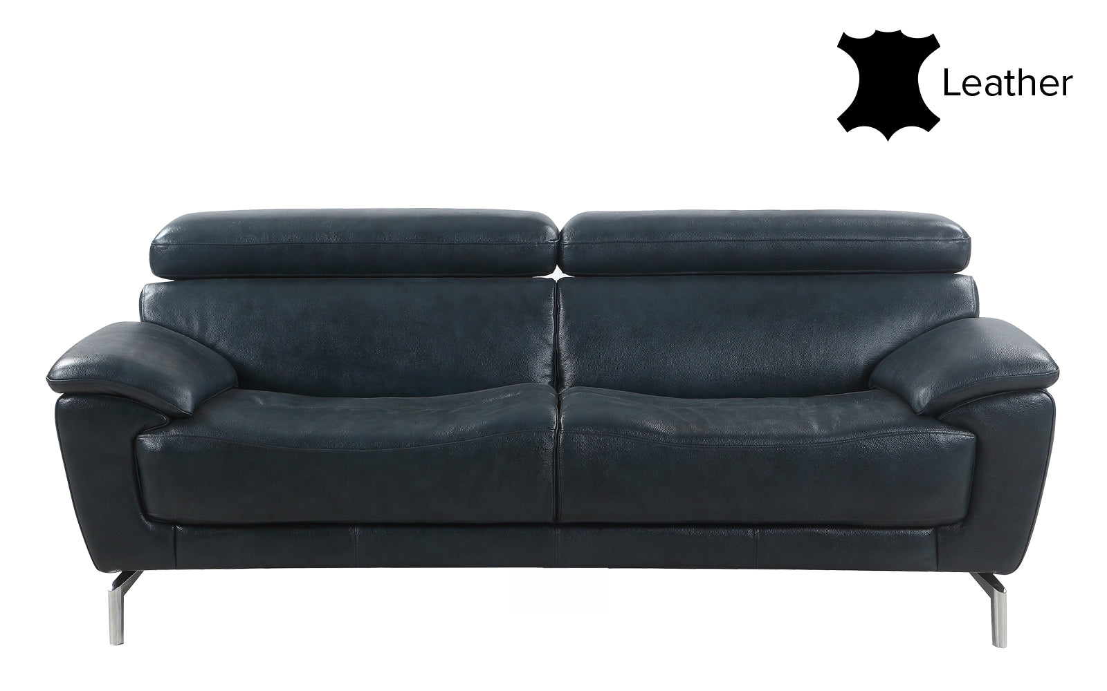 Felix Mid Century Modern Polo Blue Leather Match Sofa