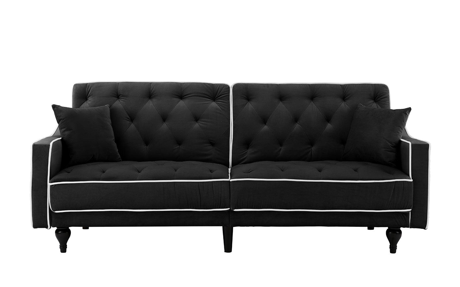 EXP165-VV-3S-BLK Dean Mid Century Modern Tufted Velvet Futon Sofa sku EXP165-VV-3S-BLK