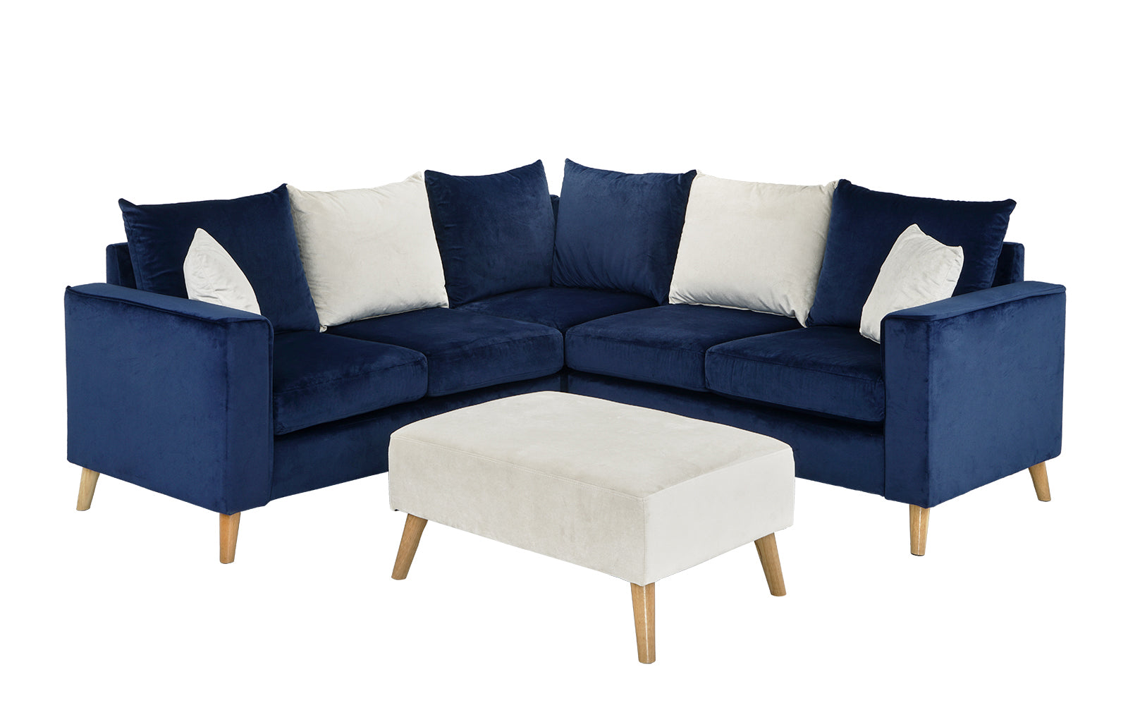 Alanna Small Modern Velvet Sectional Sofa with Ottoman