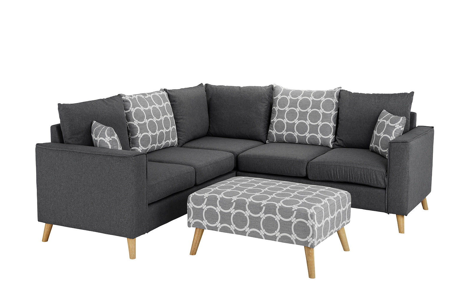 Karla Modern Fabric Sectional Sofa with Ottoman