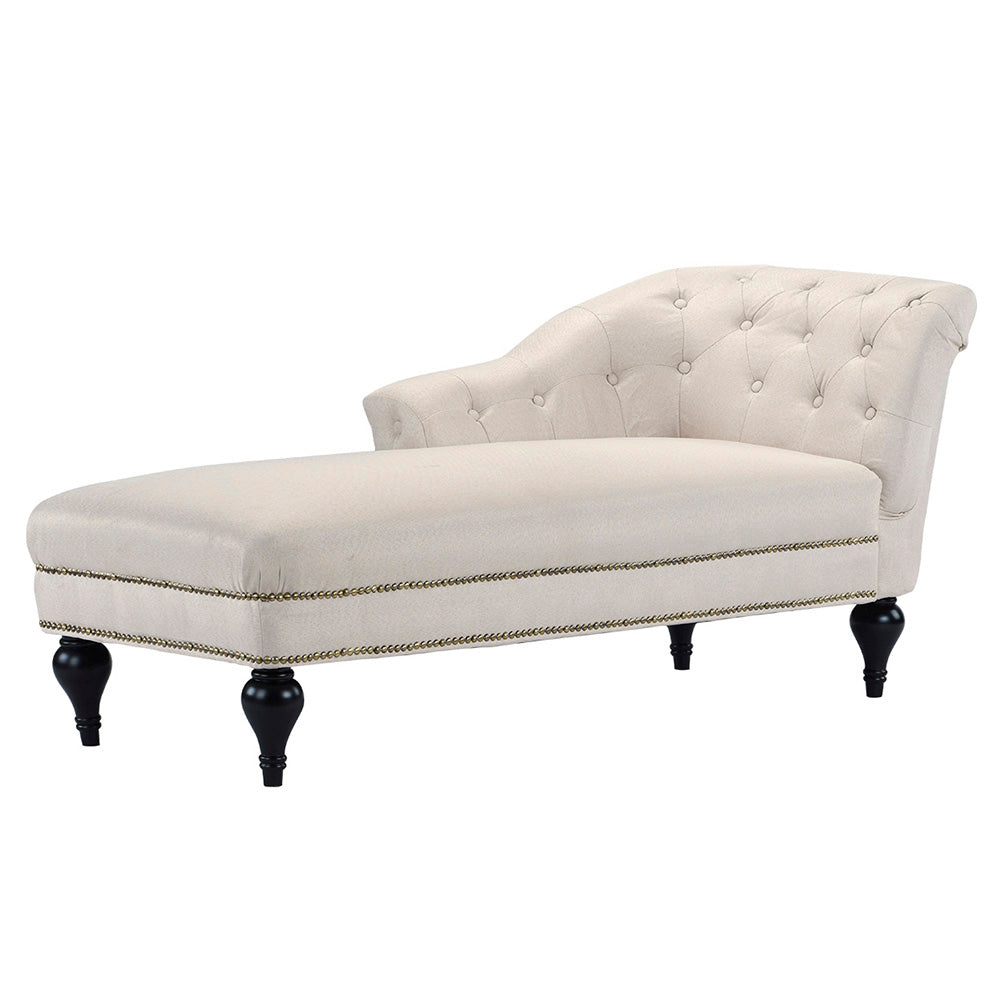 Isabel  Victorian-Inspired Tufted Linen Accent Chaise Lounge