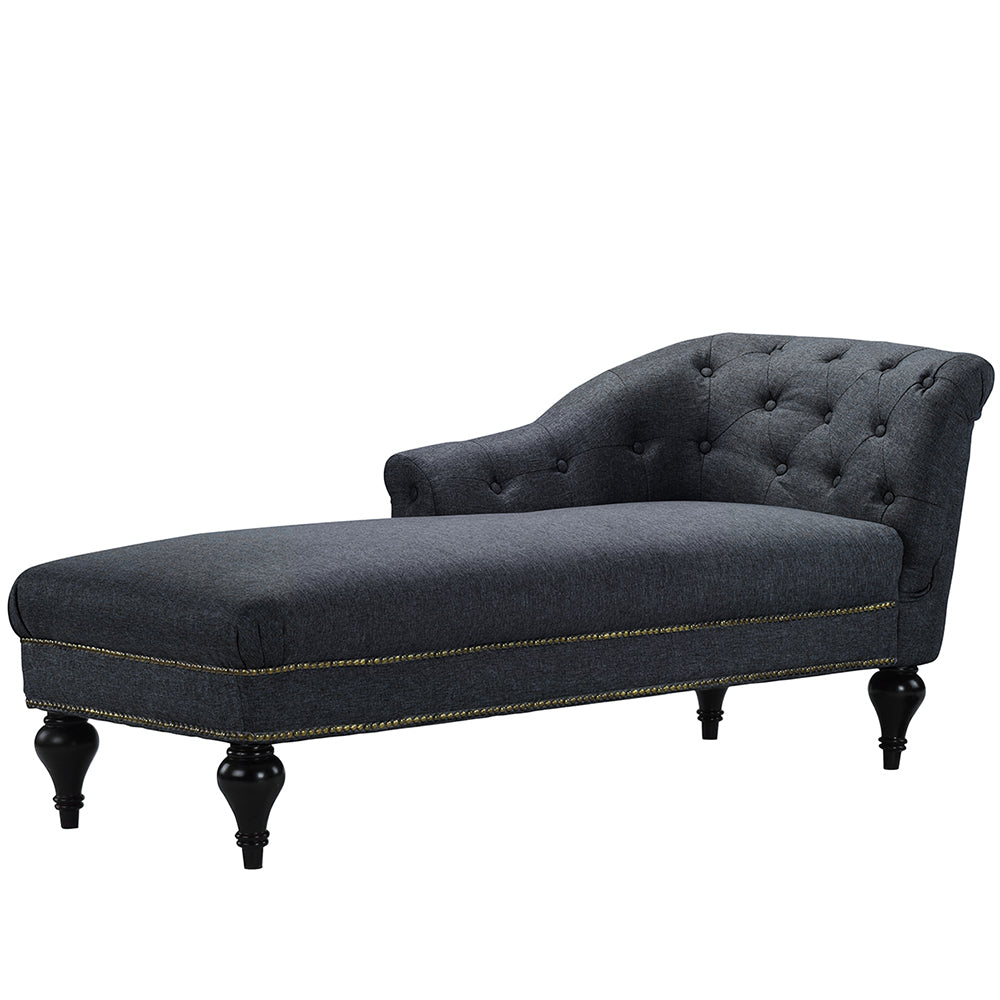 Isabel  Victorian-Inspired Tufted Linen Accent Chaise Lounge