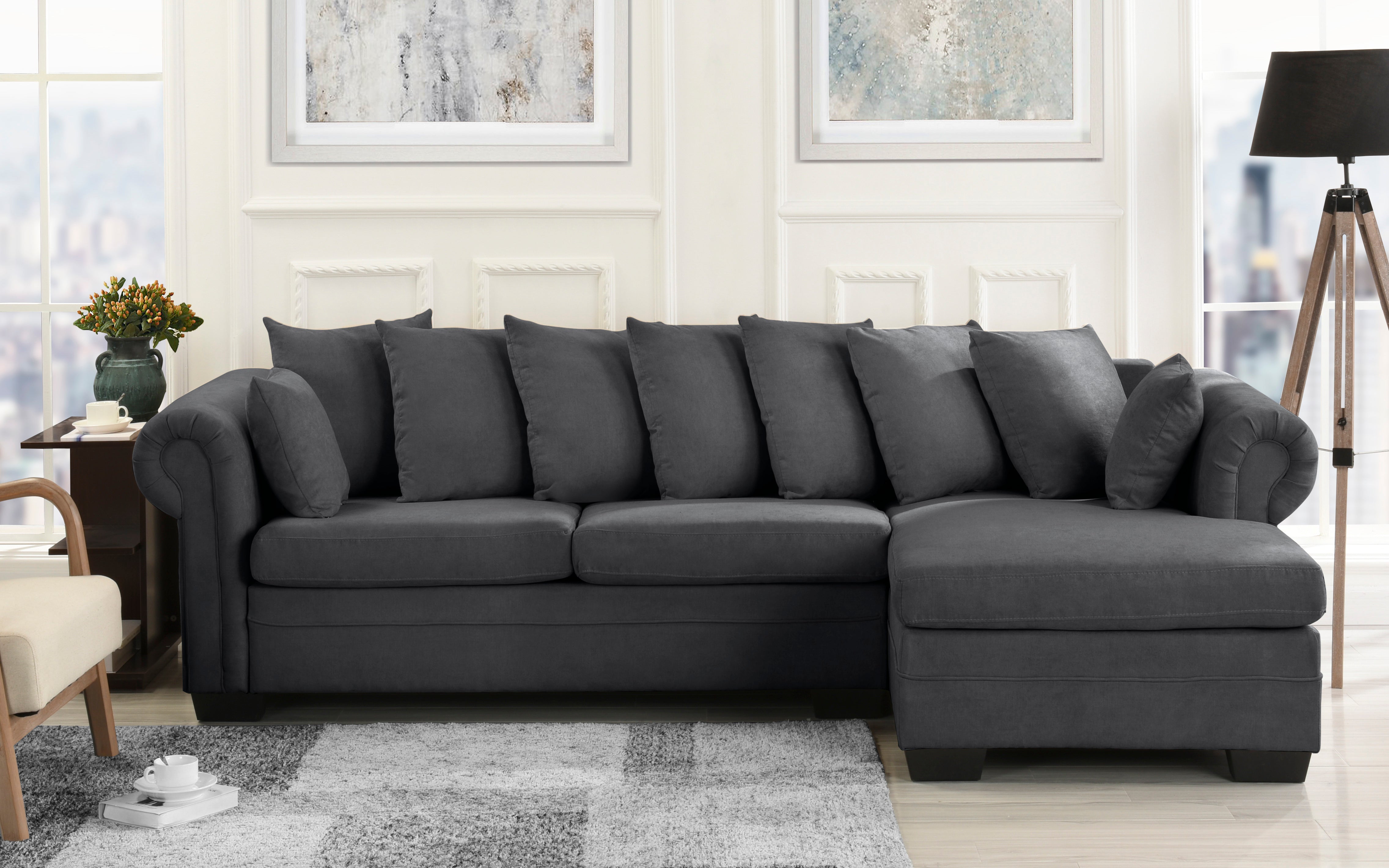 Carlo Classic Victorian-Inspired Brushed Microfiber Sectional Sofa ...