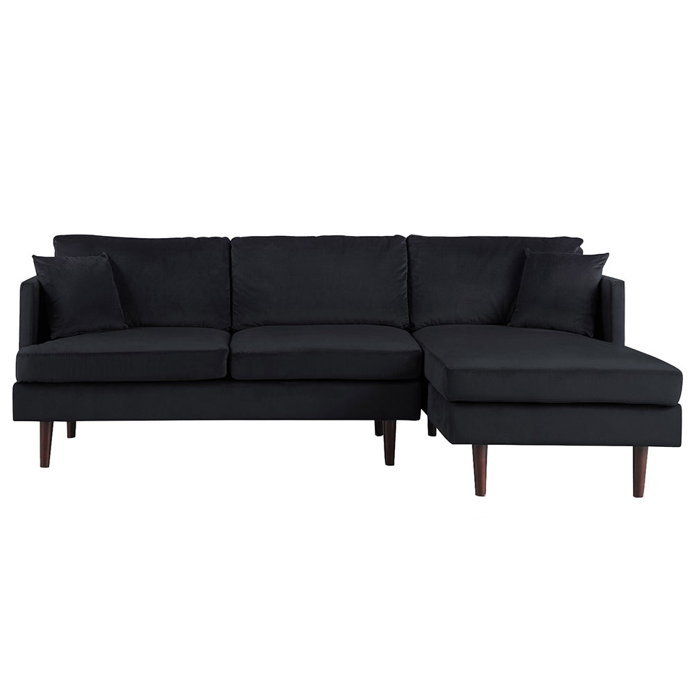 Jovanni Modern Art Deco Jewel Tone Microfiber Sectional Sofa