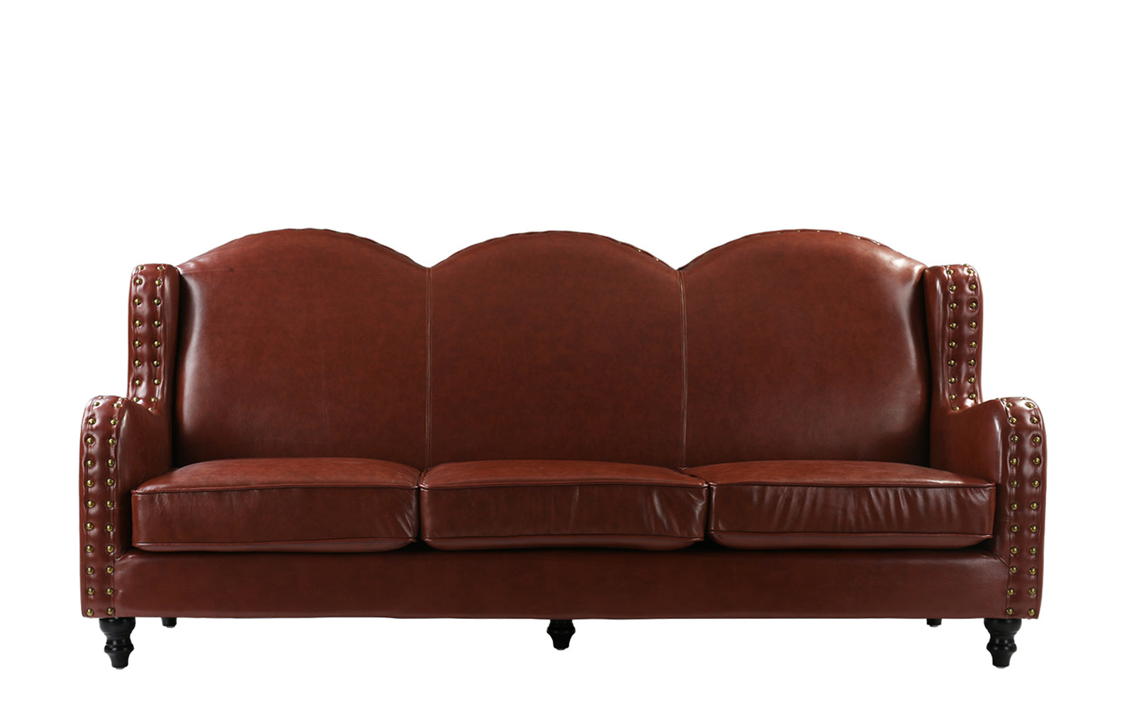 EXP219-3S-LBR Xavier Wingback Victorian-Style Leather Sofa sku EXP219-3S-LBR