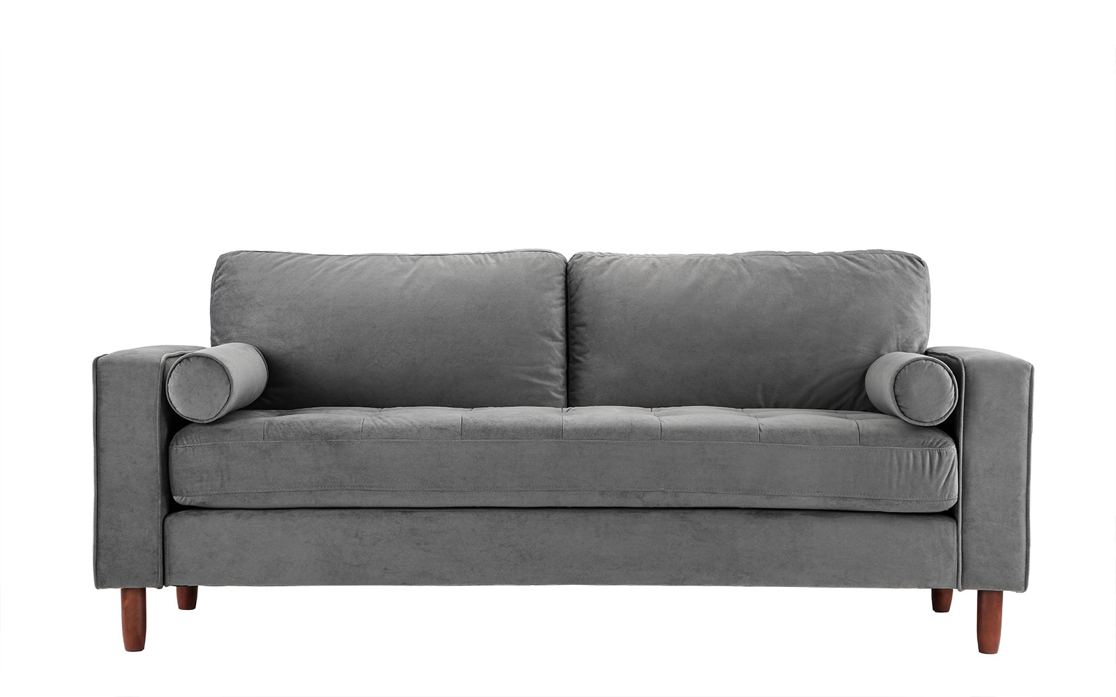 Ember Tufted Velvet Sofa With Bolster Pillows