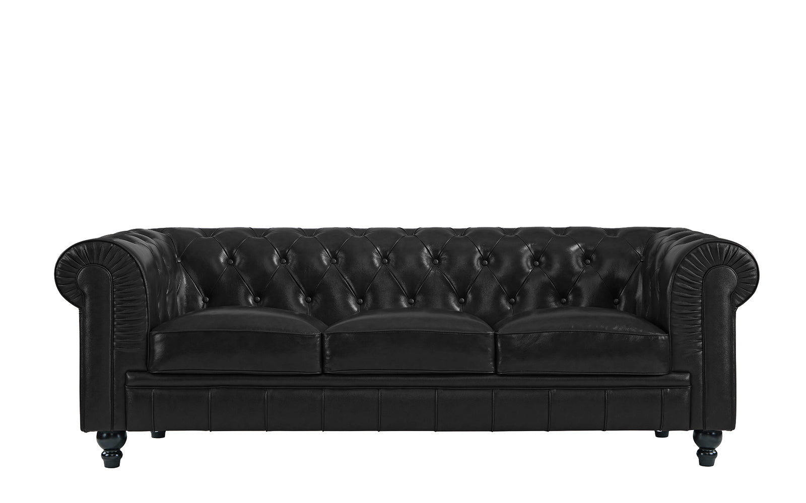 EXP247-3S-BLK Jude Classic Victorian Leather Match Sofa sku EXP247-3S-BLK