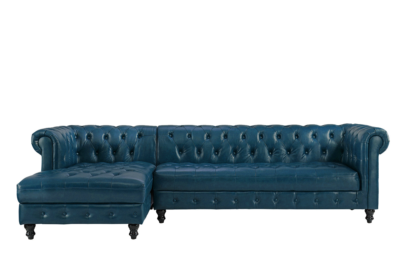 Ivan Victorian-Style Leather Match Sectional (Left)
