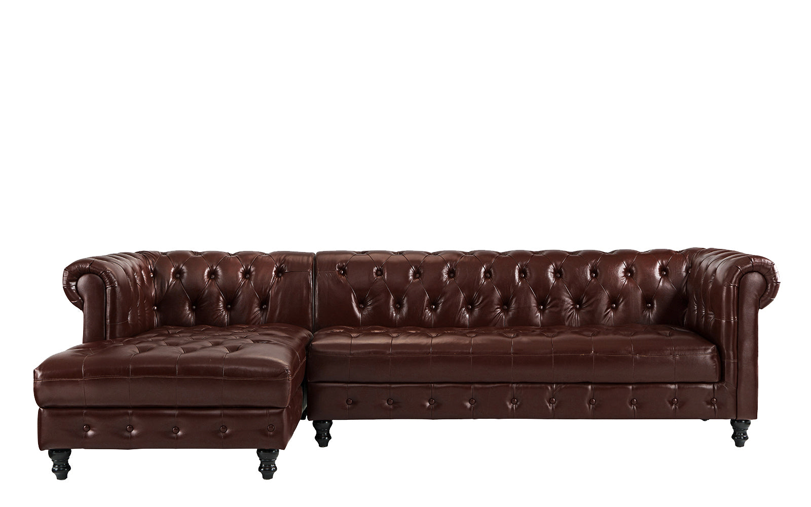 Ivan Victorian-Style Leather Match Sectional (Left)