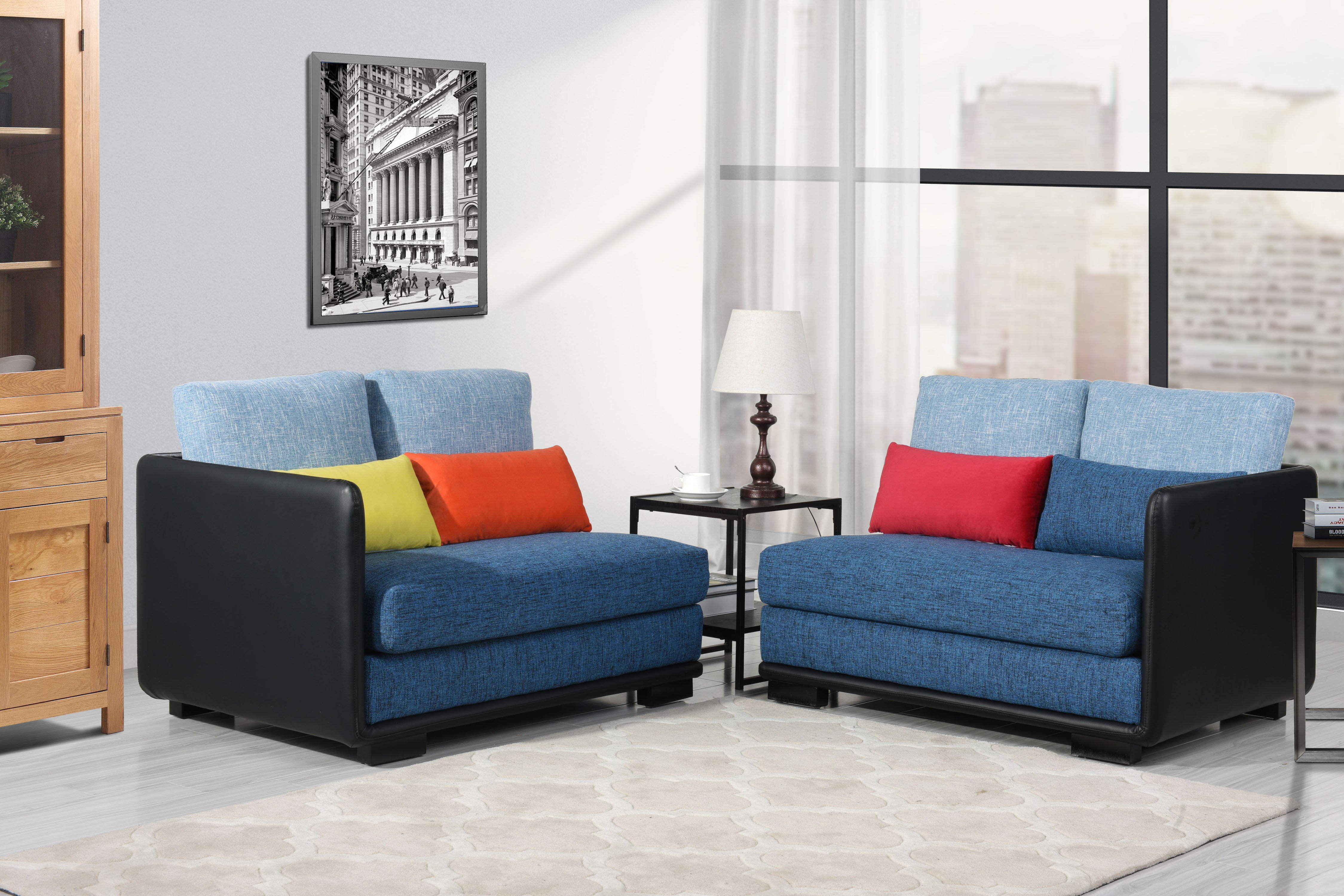 Nova Contemporary Convertible Sofa with Colorful Accent Pillows
