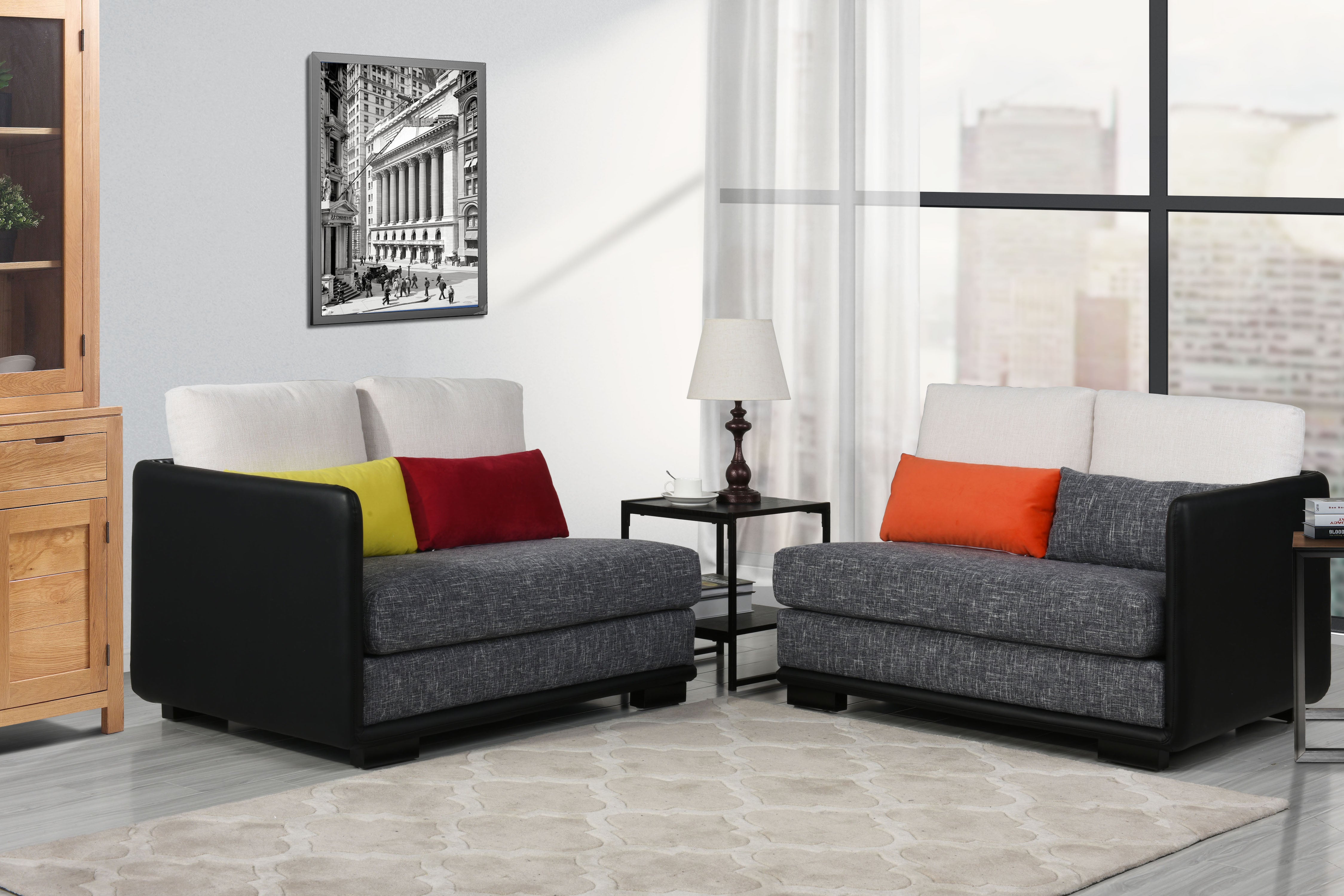 EXP251-DGR-BLK Nova Contemporary Convertible Sofa with Colorful A sku EXP251-DGR-BLK