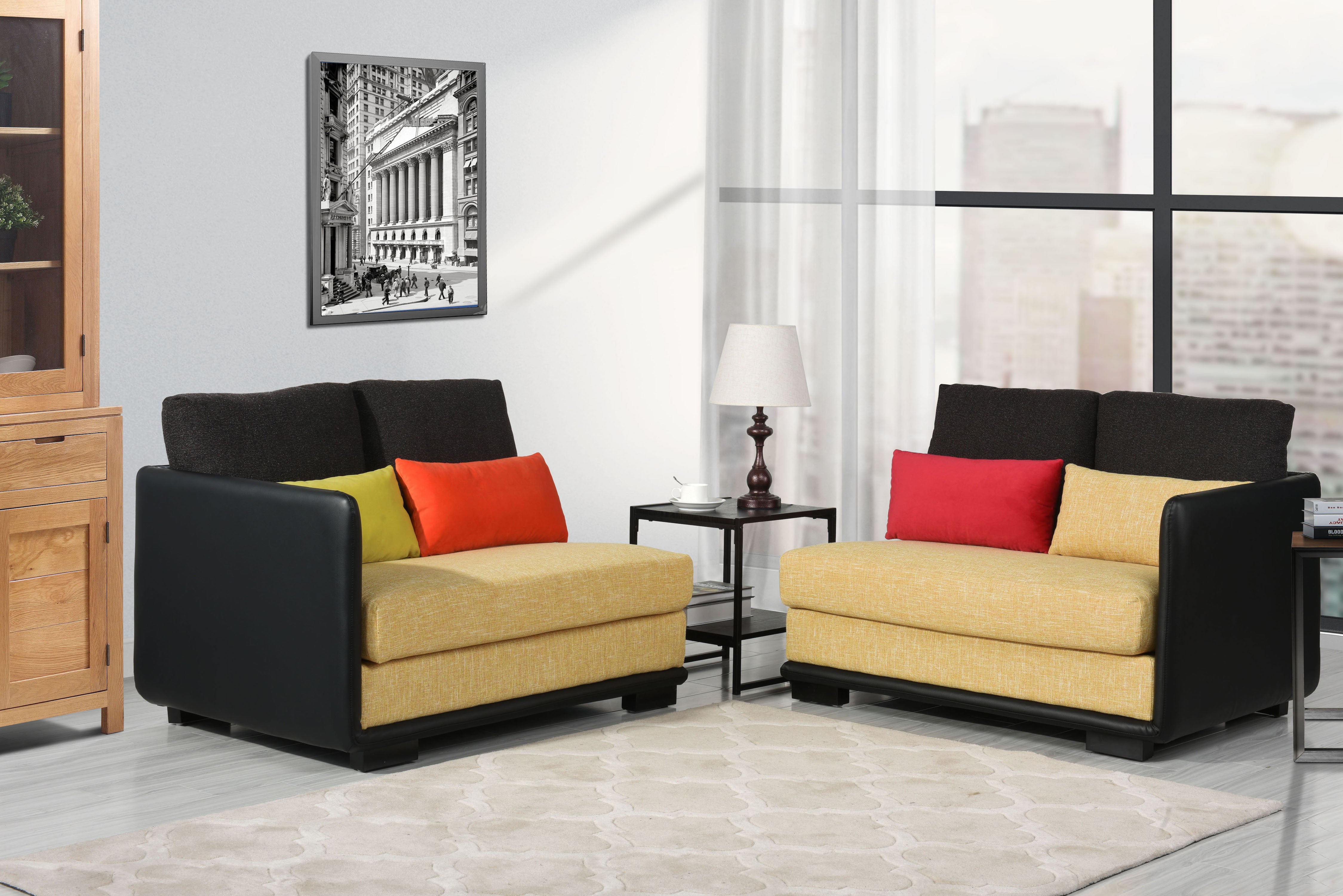 Nova Contemporary Convertible Sofa with Colorful Accent Pillows