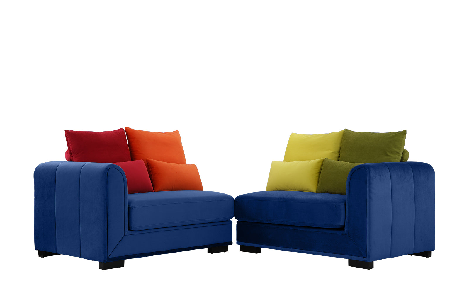 EXP255-DBLU Nova Colorful Convertible Velvet Sofa with (8) Acc sku EXP255-DBLU