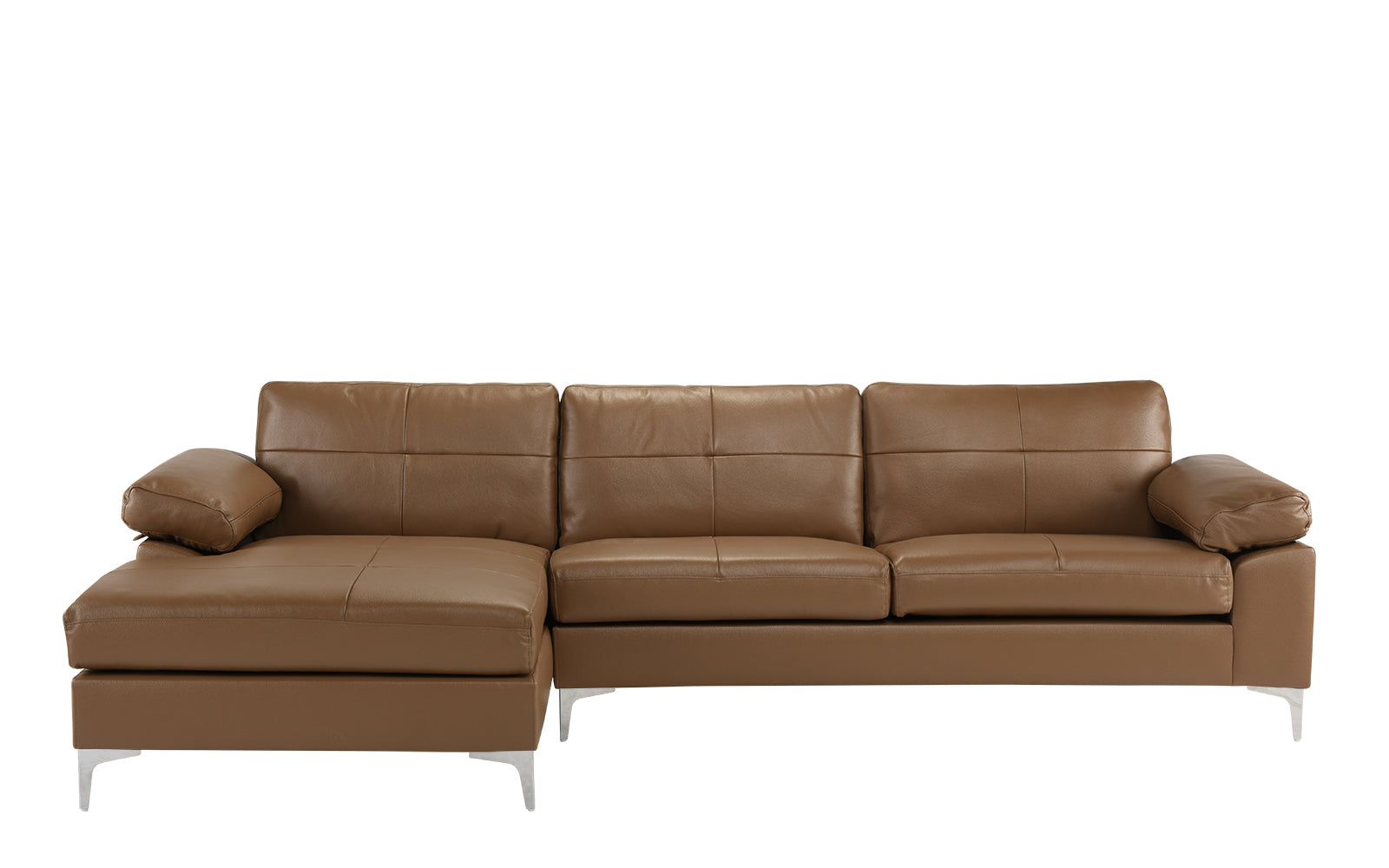 Mai Modern Leather Match Low Profile L-Shape Sectional Sofa with Left Chaise