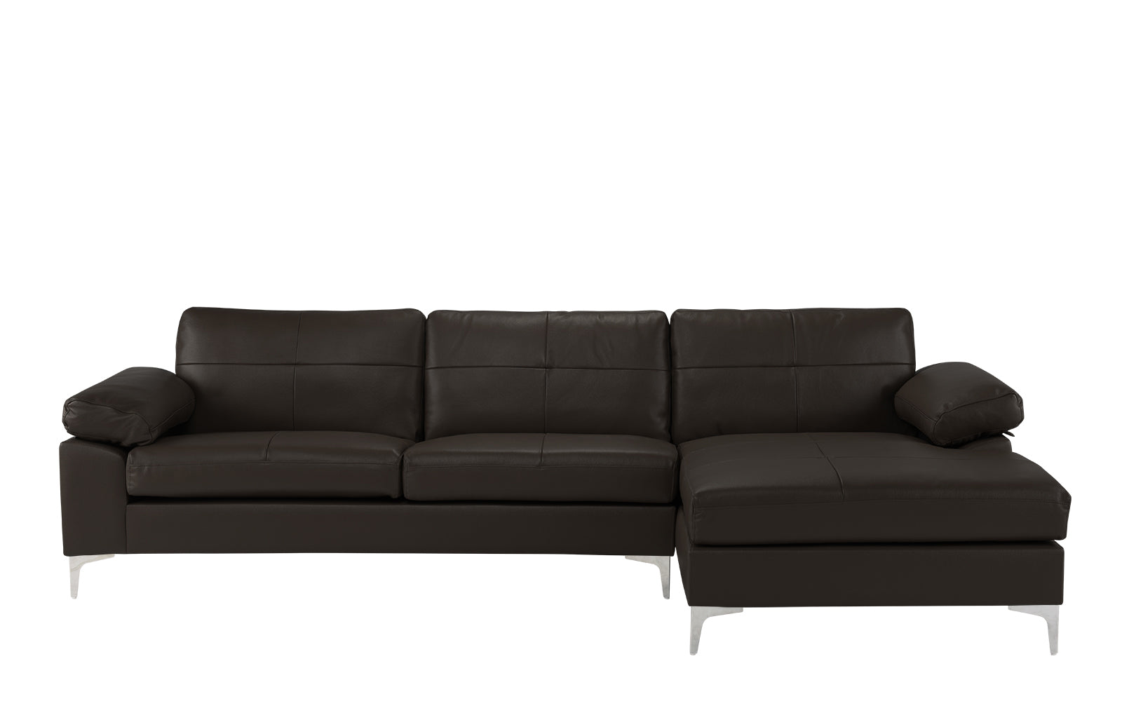 Mai Modern Leather Match Low Profile L-Shape Sectional Sofa with Right Chaise