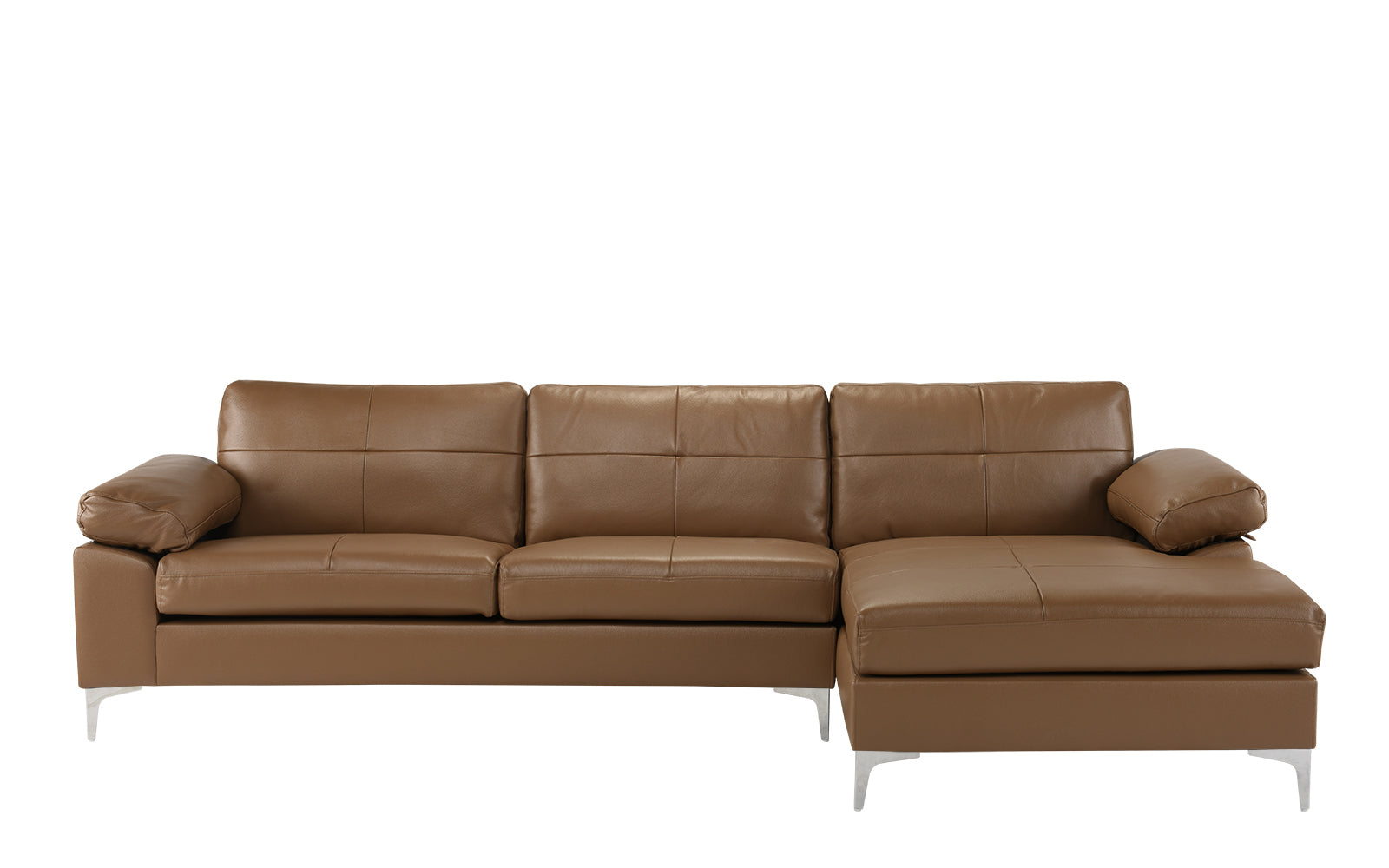 Mai Modern Leather Match Low Profile L-Shape Sectional Sofa with Right Chaise