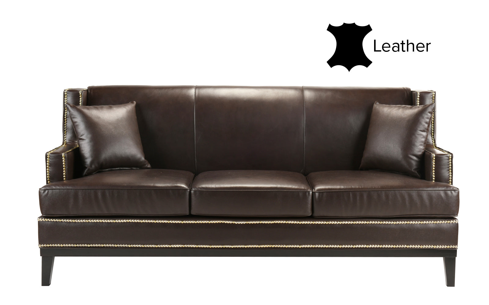 Cassandra Leather Match Sofa with (2) Pillows