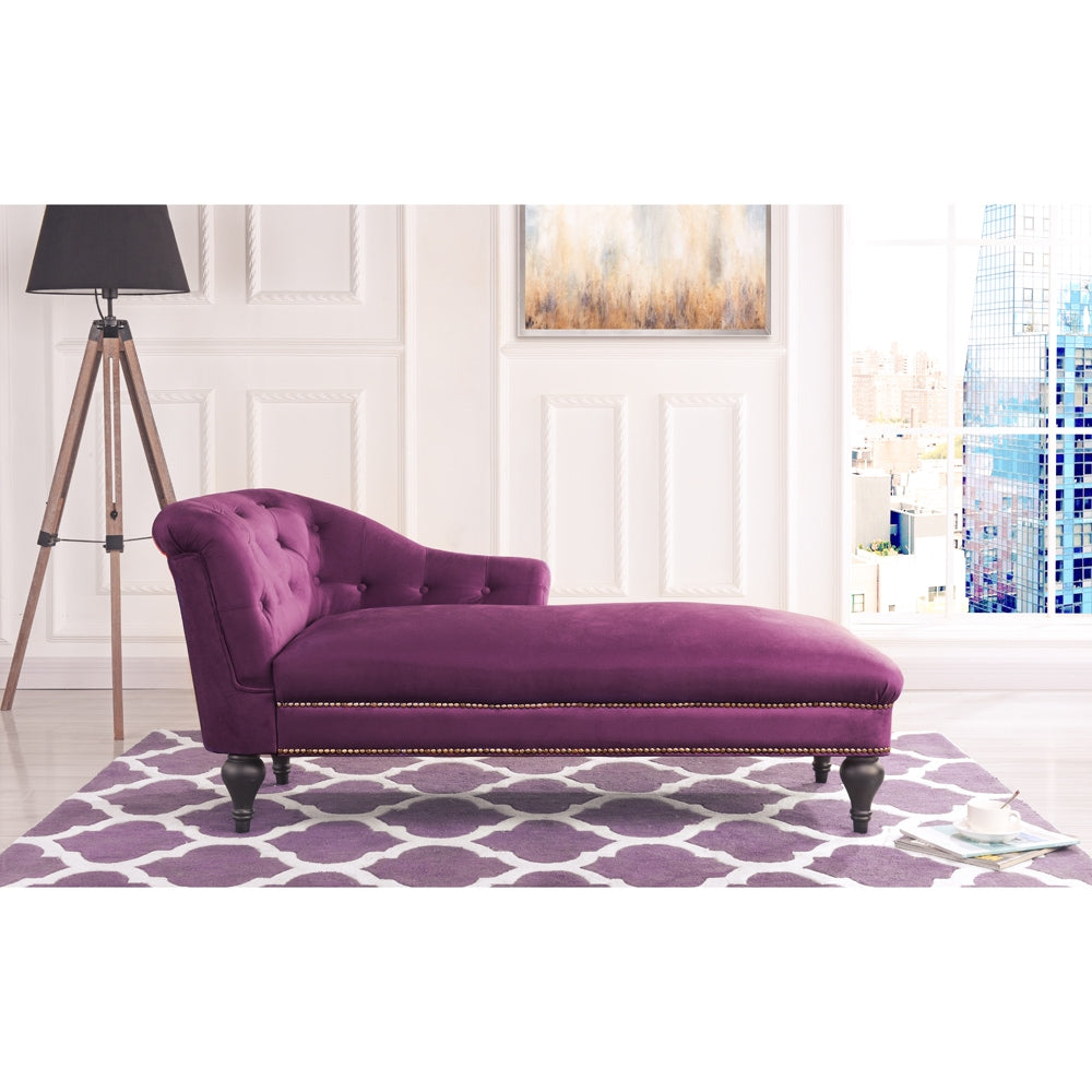 Cerise Victorian-Inspired Tufted Velvet Accent Chaise Lounge