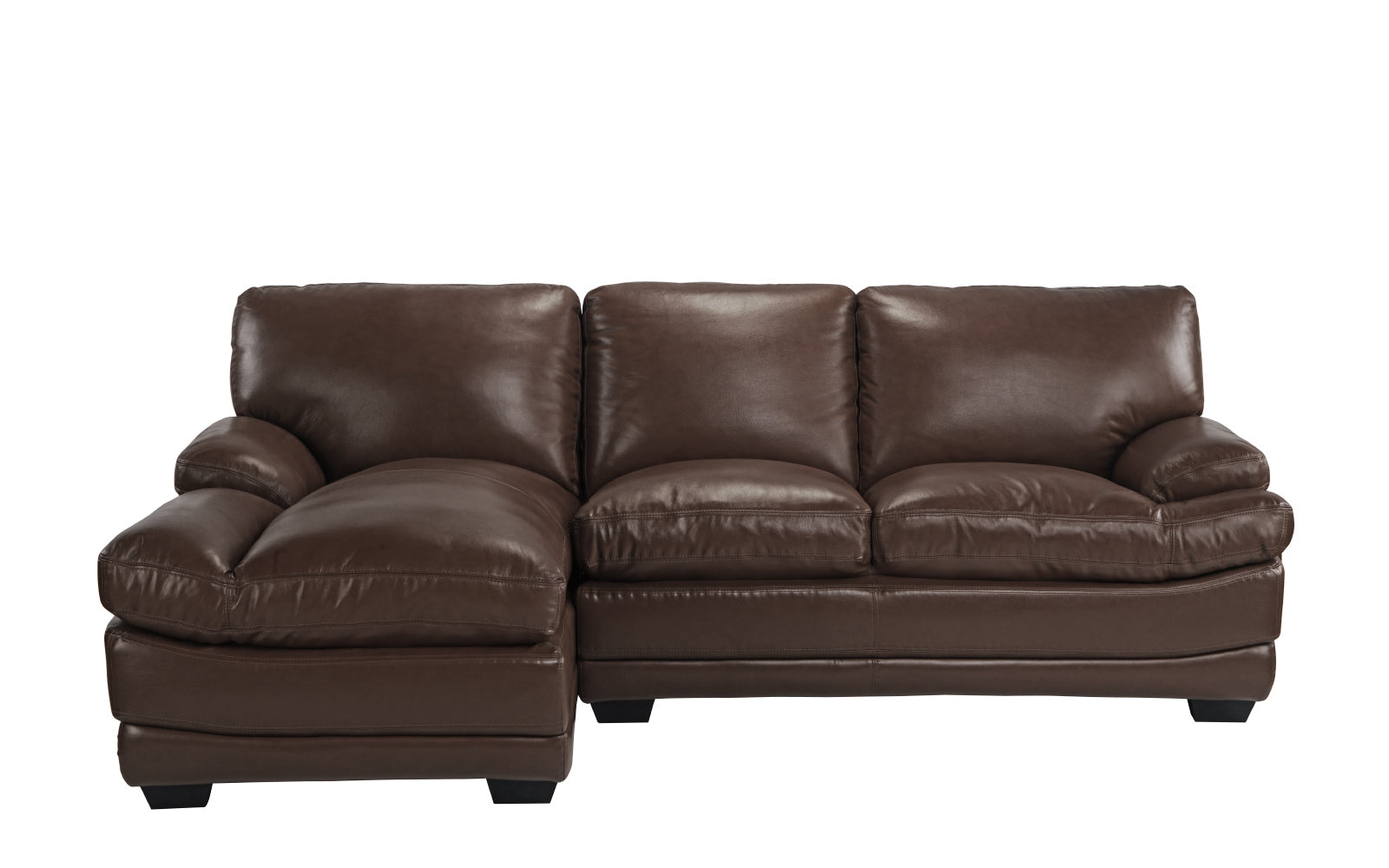 Palmira Minimalistic Leather Match Sectional with Left Chaise