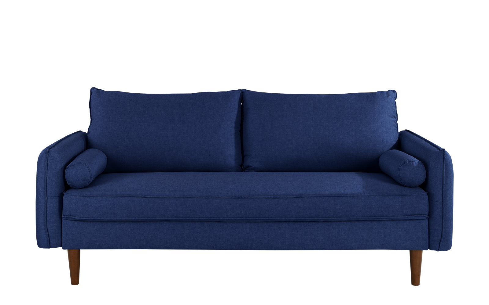 Sevy Mid Century Modern Linen Sofa With Bolster Pillows