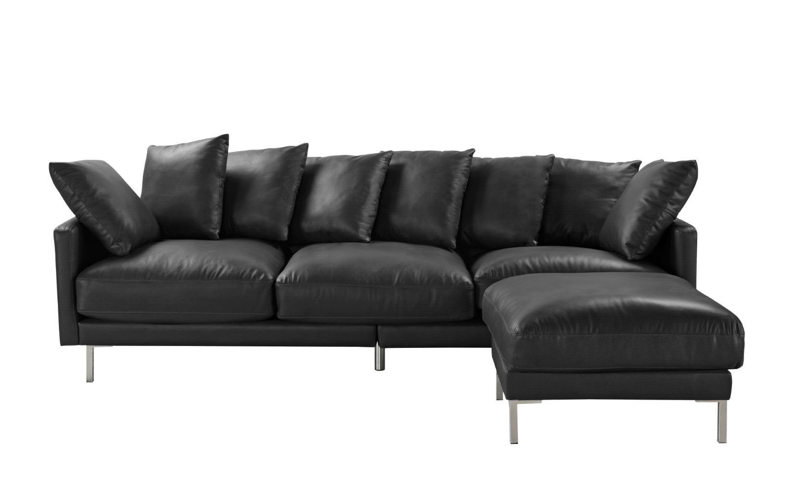 Albany Modern Leather Match Sectional Sofa With Steel Legs