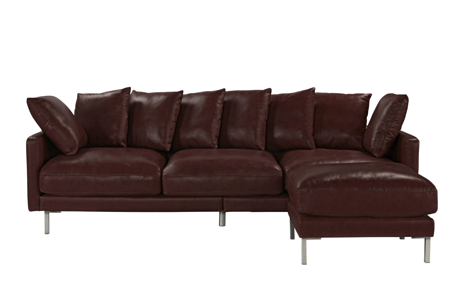 Albany Modern Leather Match Sectional Sofa with Steel Legs