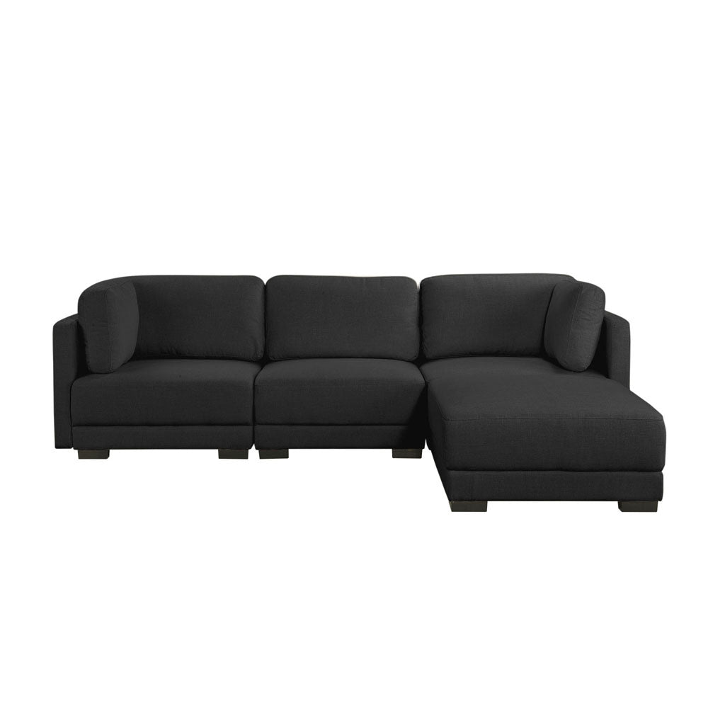 EXP402-BLK Voss Minimalist Plush Linen Sectional Sofa sku EXP402-BLK