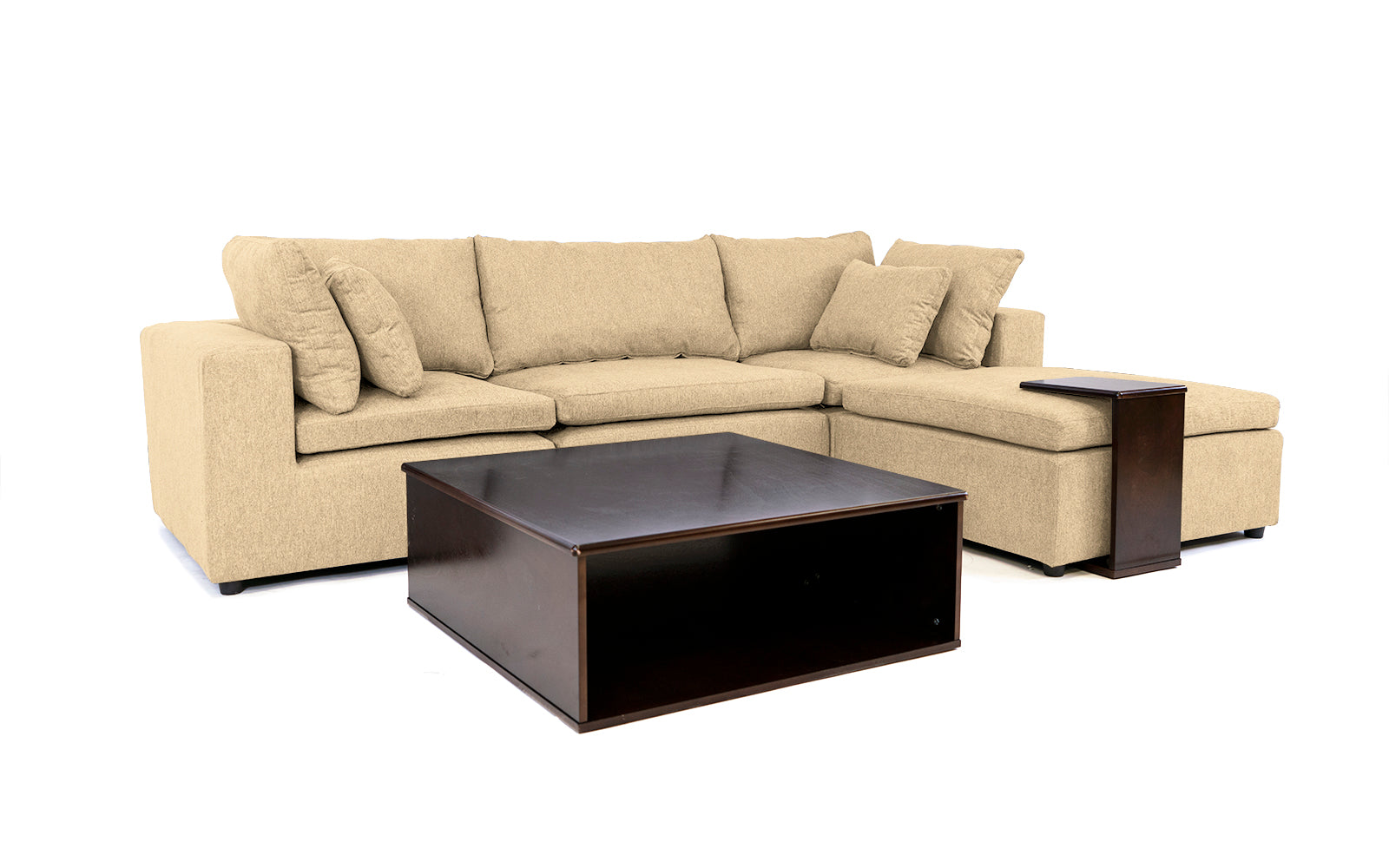 Jordan Configurable Linen Sectional Sofa With Coffee Table