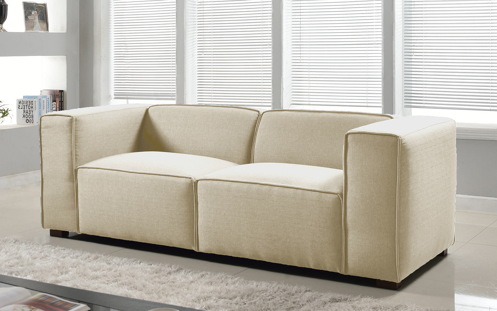 George Contemporary Linen Wide Sofa