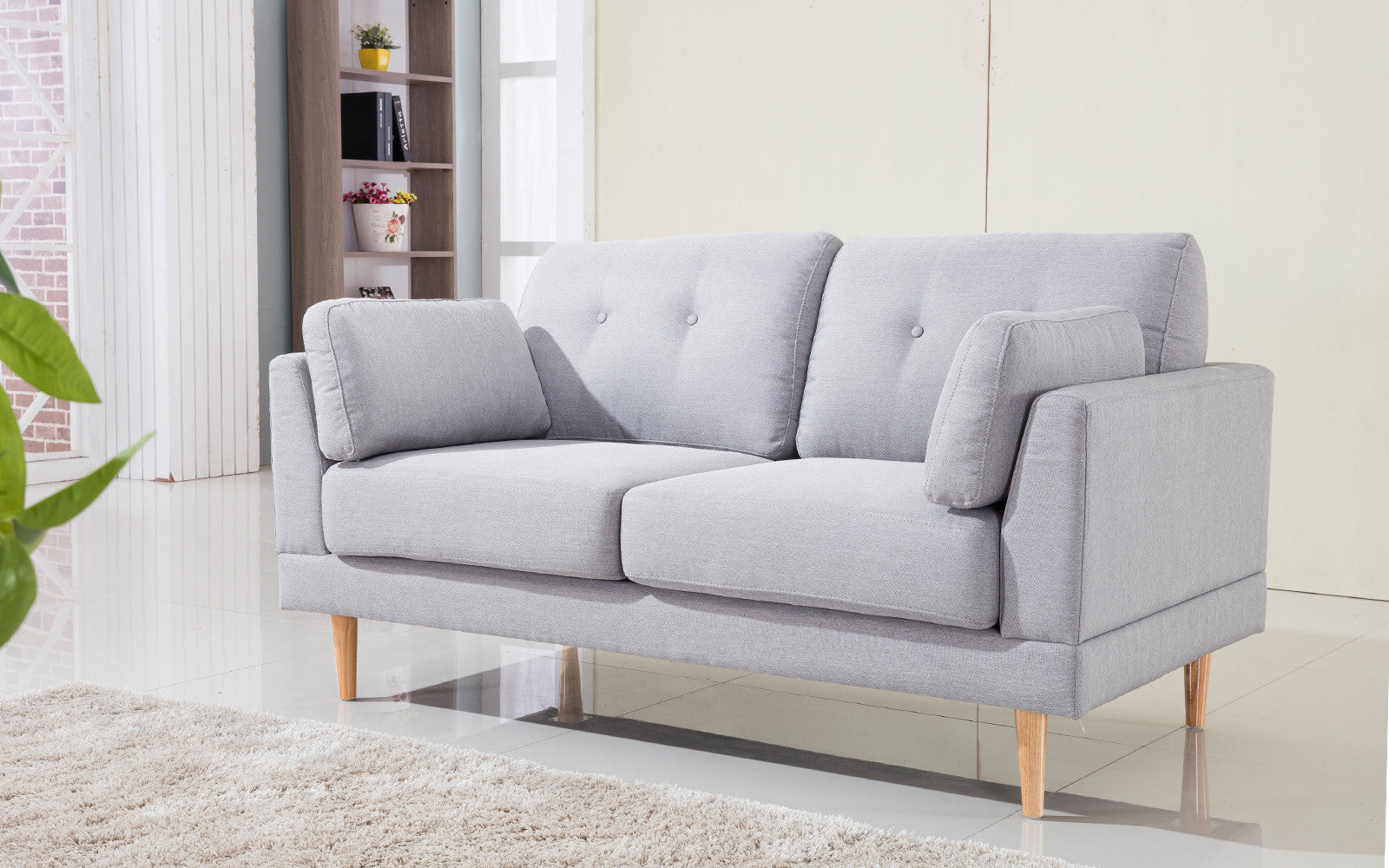 CAP67-2S-LGR Ian Mid Century Modern Tufted Linen Loveseat sku CAP67-2S-LGR