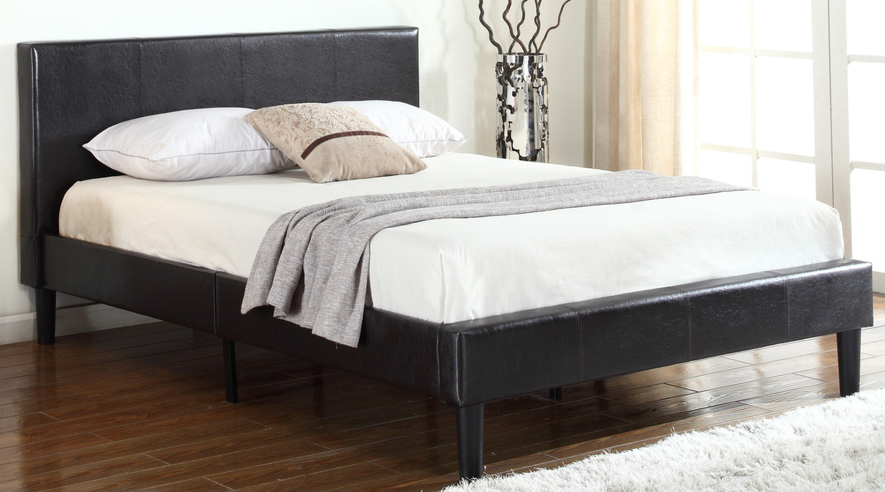Kenya Modern Bonded Leather Upholstered Bed
