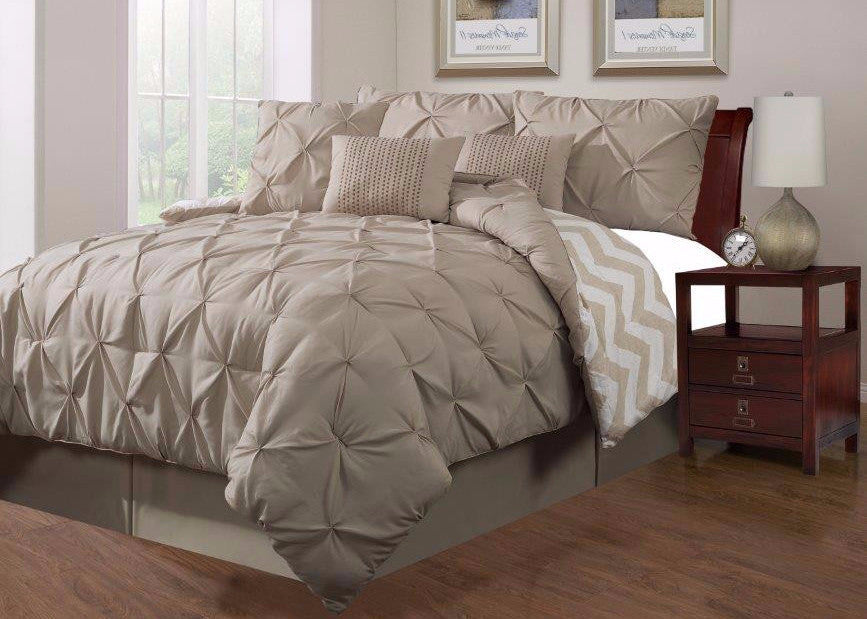 7PC-PINCH-TAUPE-KING Rombos 7PC Bedding Set sku 7PC-PINCH-TAUPE-KING