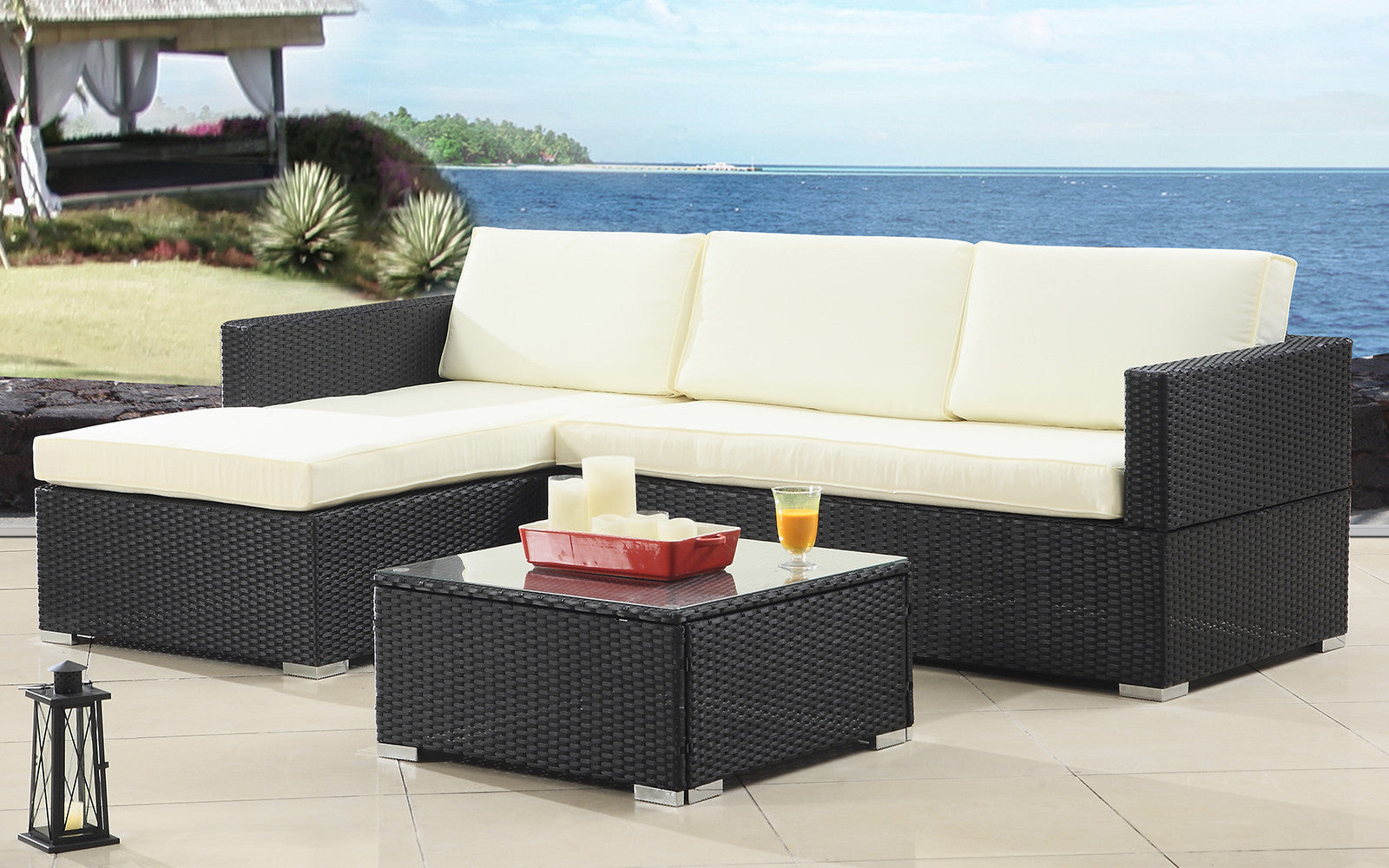 Hilo Modern Outdoor Sectional with Coffee Table