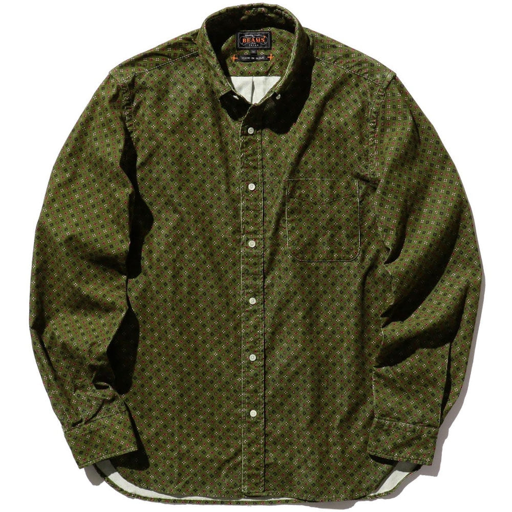 corduroy-fine-print-button-down-shirt-green