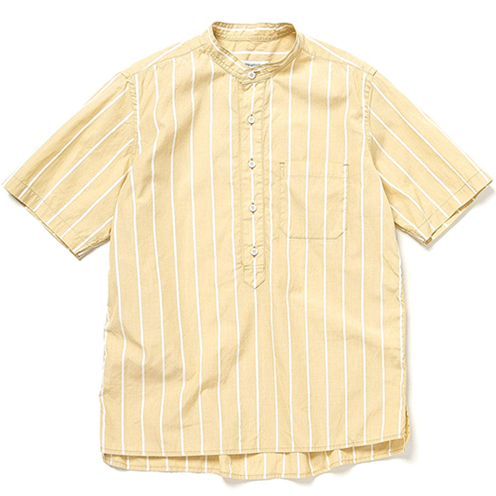 dweller-stand-collar-pullover-s-s-shirt-cotton-satin-stripe-yellow