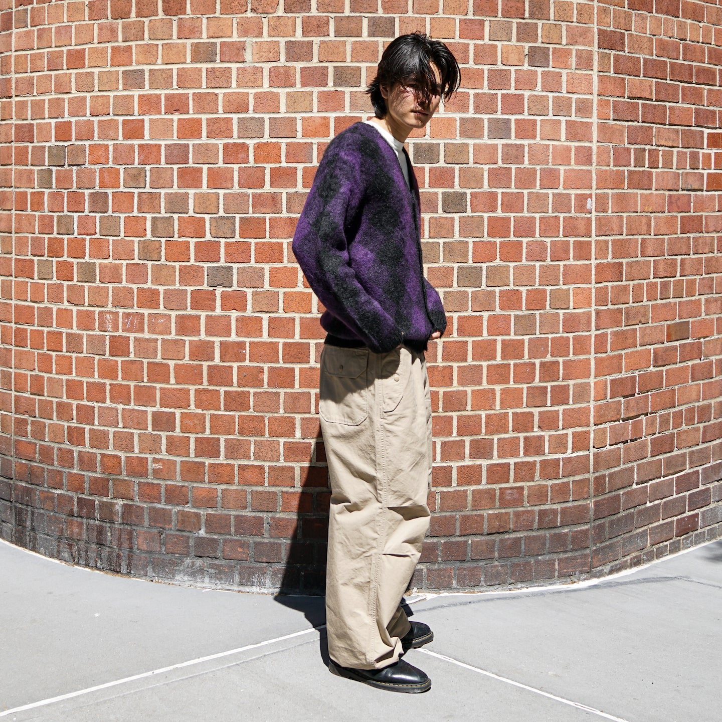 needles mohair cardigan engineered garments over pant alex mill tee