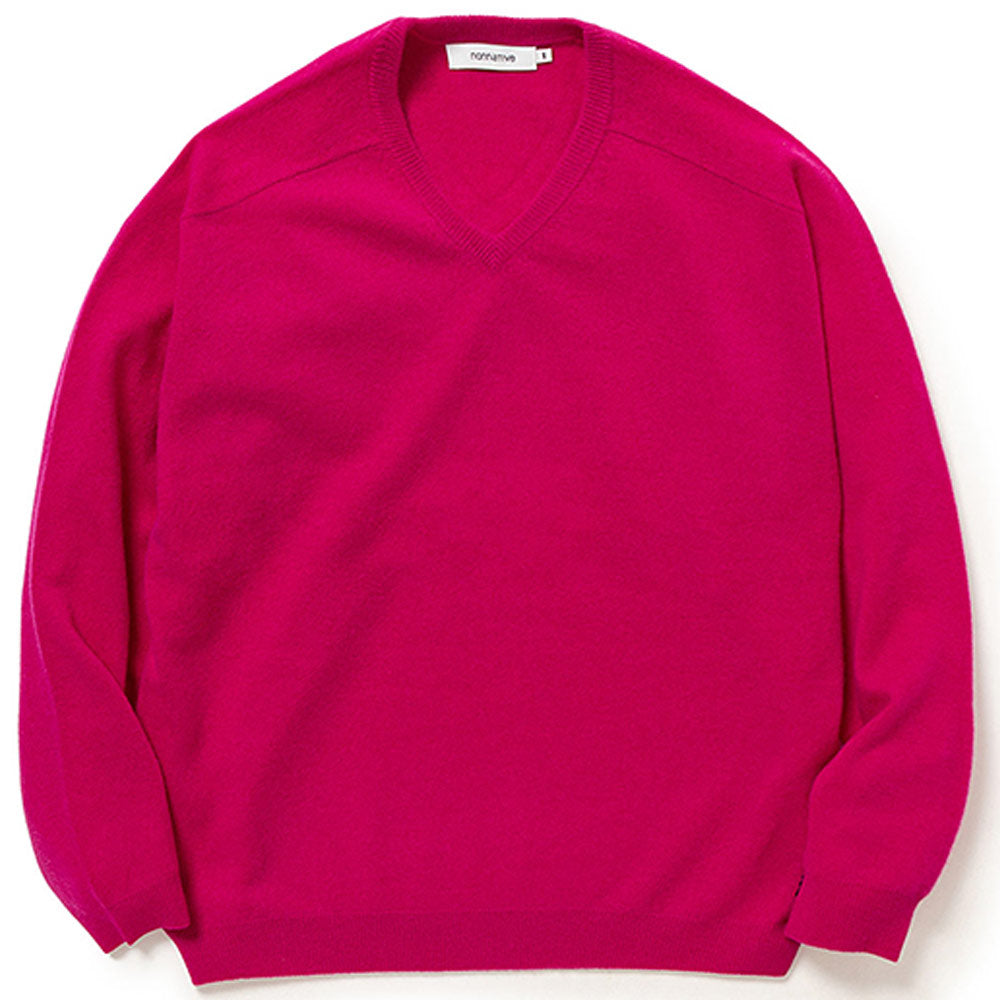 dweller-v-neck-sweater-w-ca-yarn-magenta