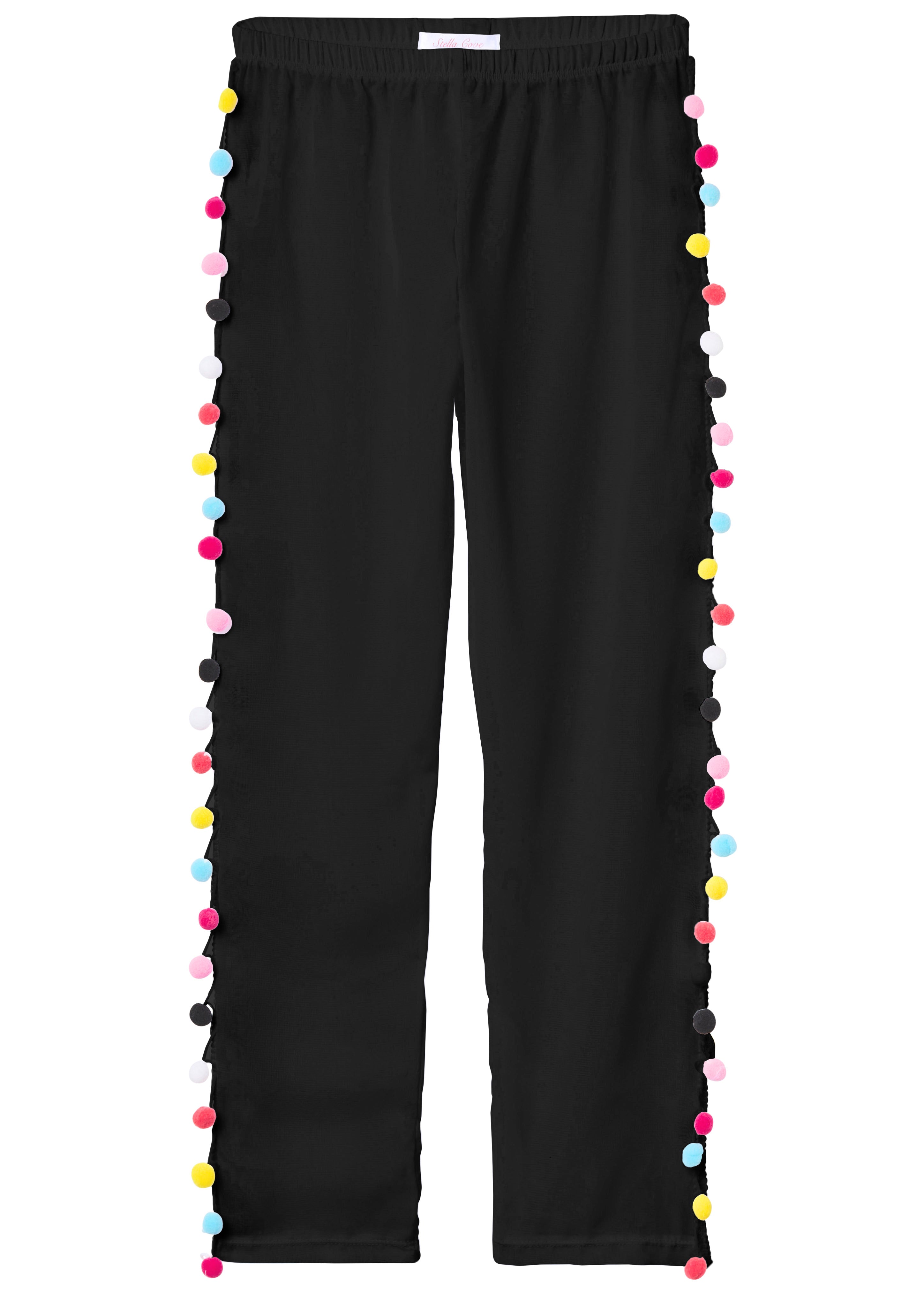 Black Cover-Up Pants with Pom Poms – Stella Cove